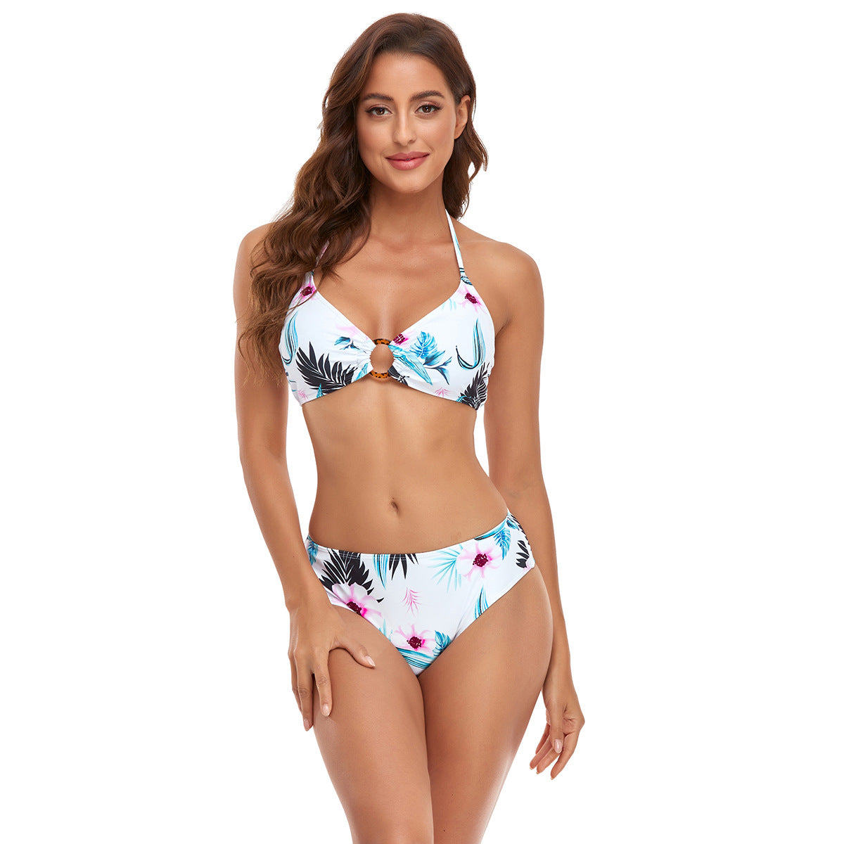 Dame bikini sæt med elegant omslagsoverdel og højt skårne underdele Stilla