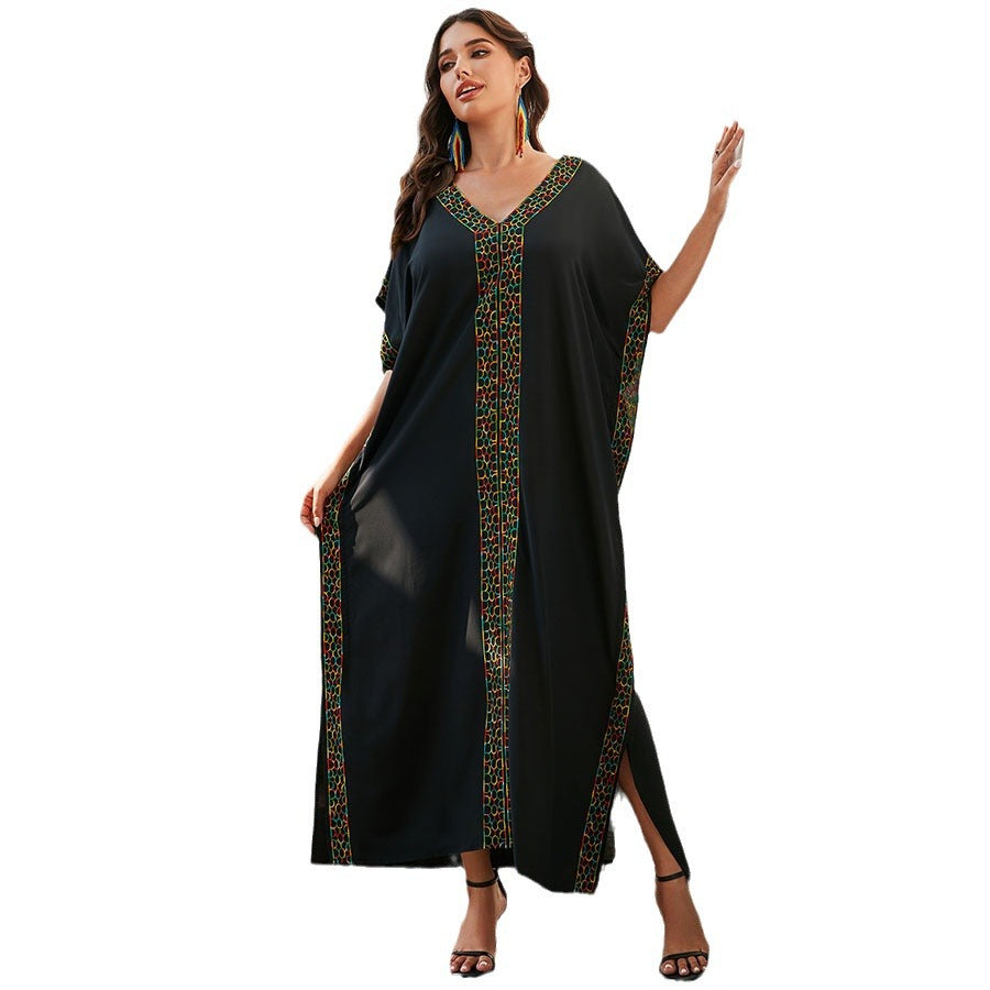 Dame elegant kaftan kjole med farverige broderier Stilla
