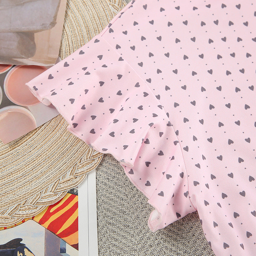Dame let pyjamasæt med flæse detaljer og elastisk bånd Stilla