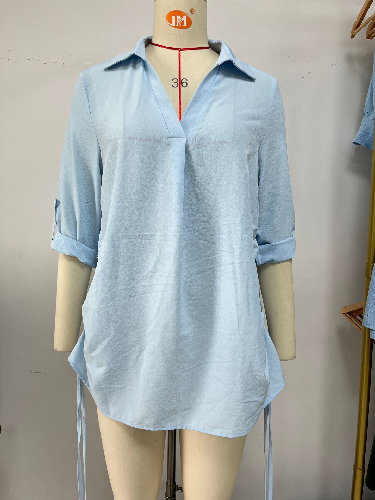Stilla | Lys uden revers løs midtærmet chiffon top