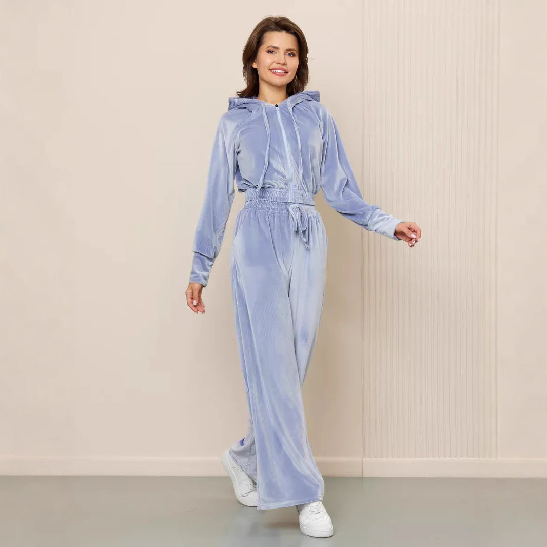 Stilla | Cozy Silver Fox Velvet Hoodie Snor Bukser Sæt