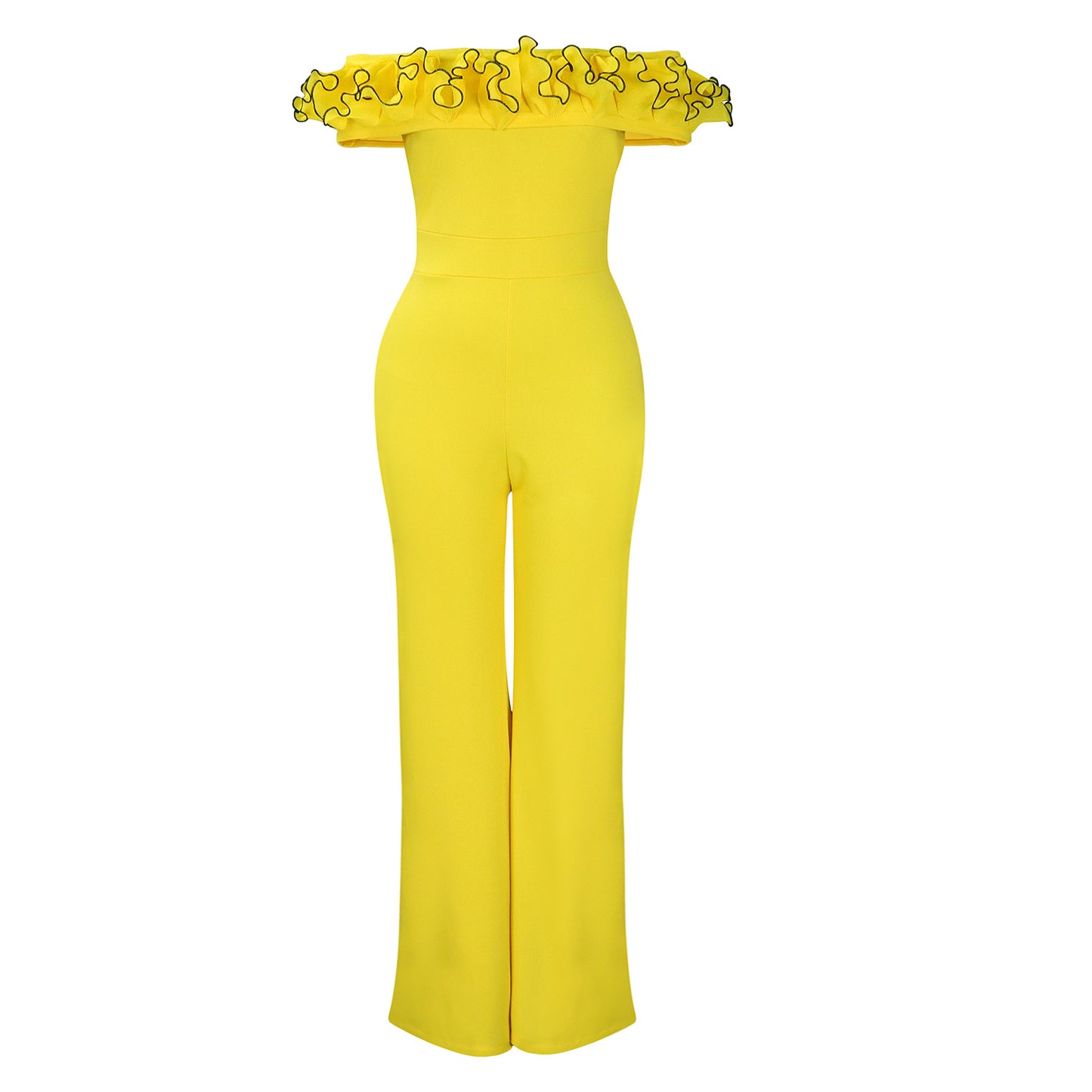 Dame Elegant Jumpsuit med raffinert Volant og bredt Ben Stilla