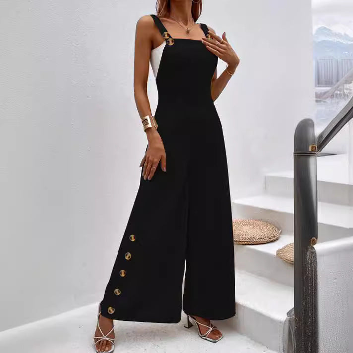 Dame Culotte Jumpsuit med bred ben og knapdetalje Stilla