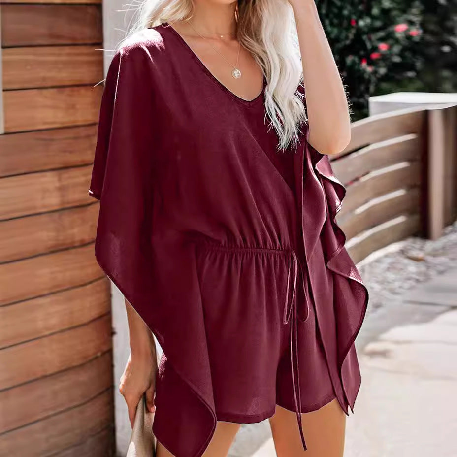 Dame luftigt Kaftan-kjole med elastisk talje Stilla