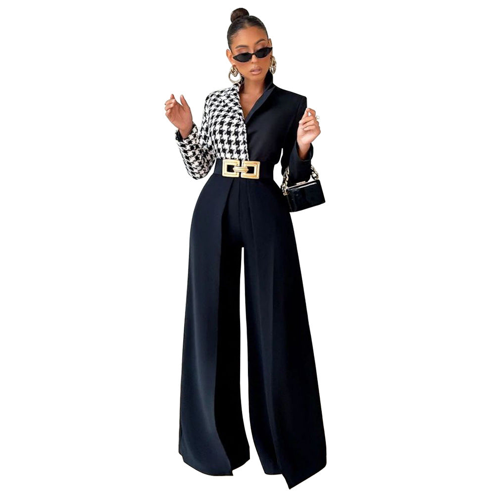 Dame elegant bluse med bred buksedragt Stilla