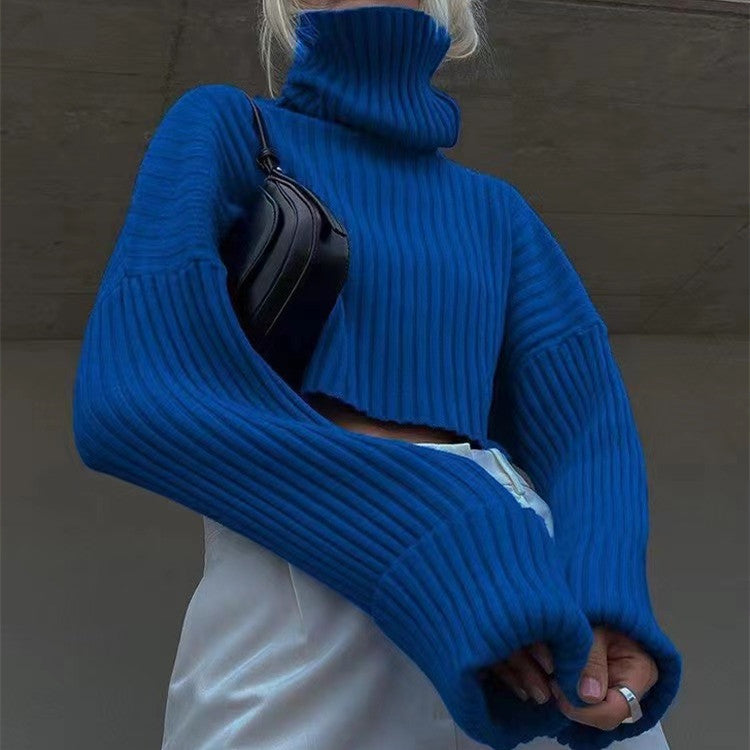 Femme Forkortet Ribstrik Turtleneck Sweater Stilla