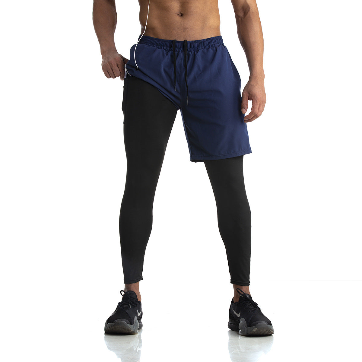 Herrer sportslige løbeshorts med integrerede kompressions leggings Stilla