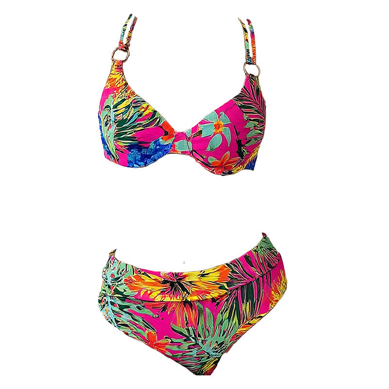 Dame Livlig Floral Print Bikini-Top og Høj Talje Bund Sæt Stilla