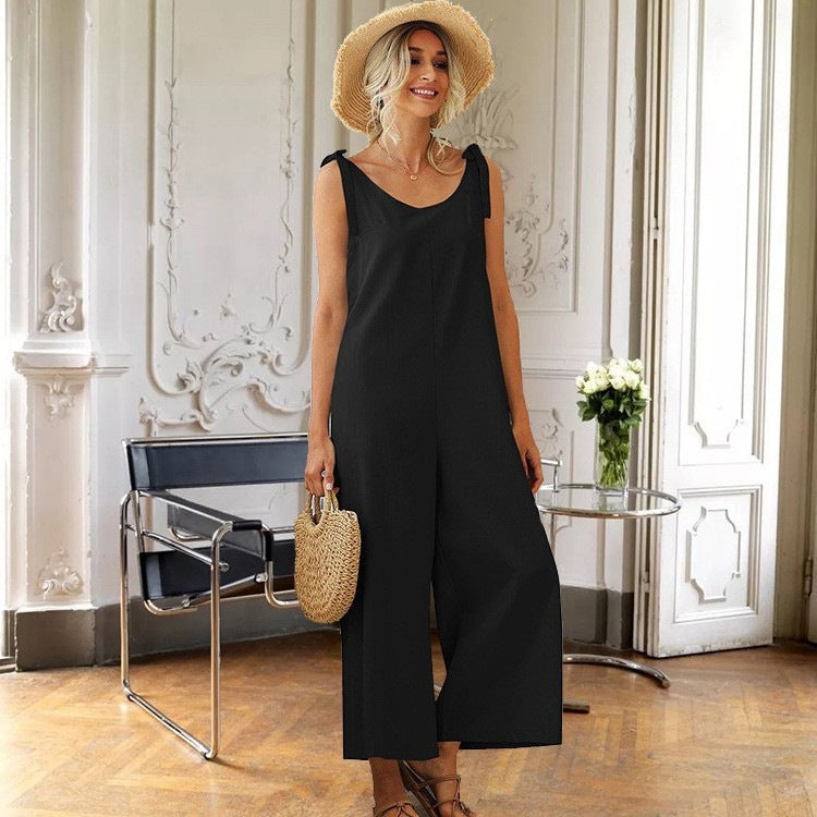 Dame Elegant Jumpsuit med stropløs design og bredt ben Stilla