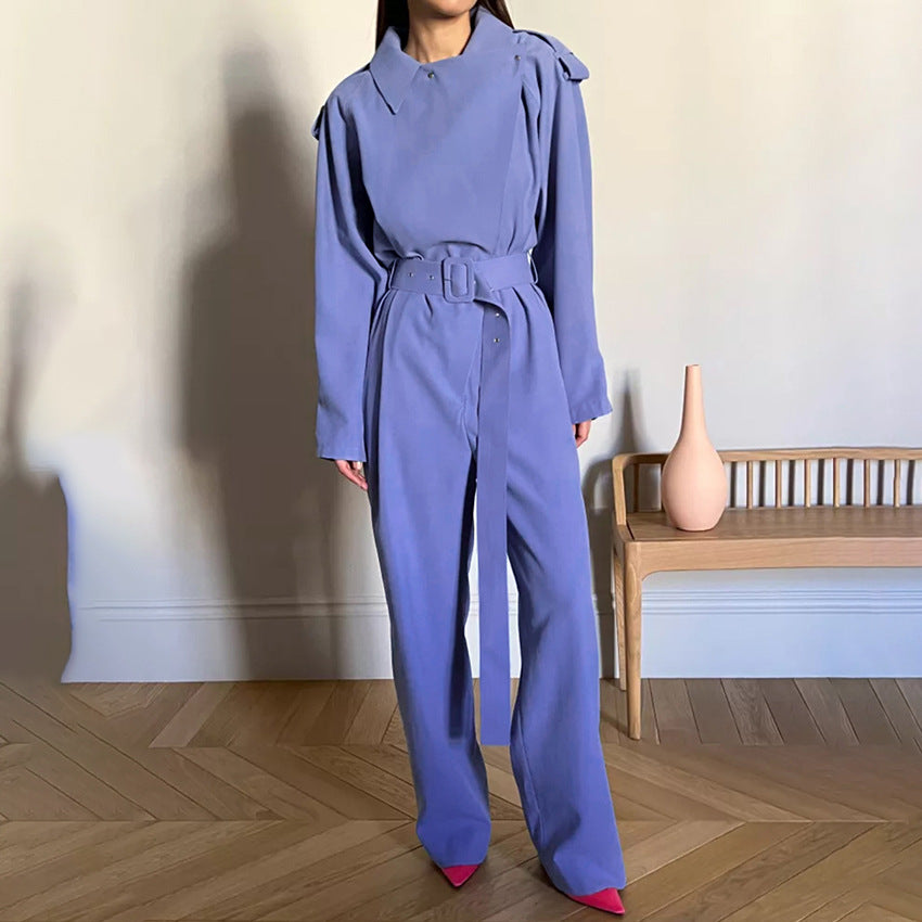 Dame Stilfuld Jumpsuit med moderigtig bælte og vide ben Stilla