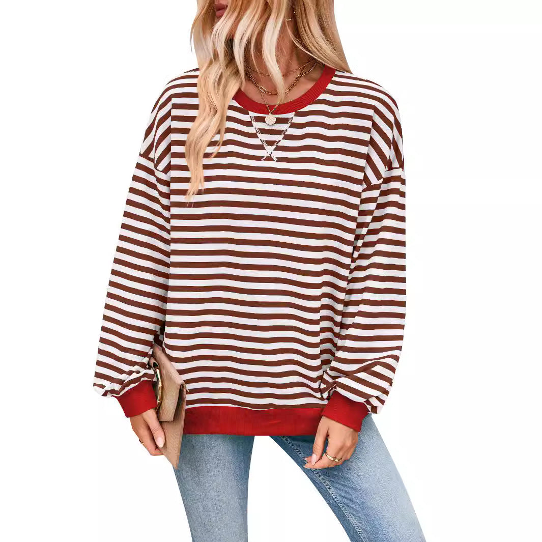 Stilla | Løs Stribet Pullover i Løs Pasform