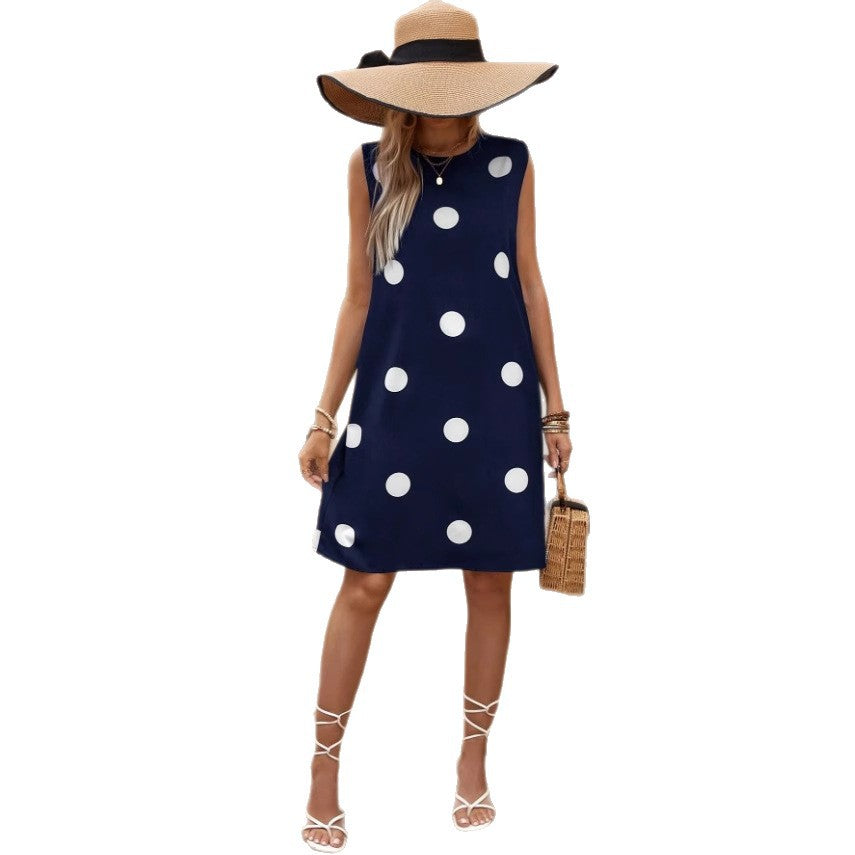Dame Polka Dots Kjole i afslappet Snit Stilla