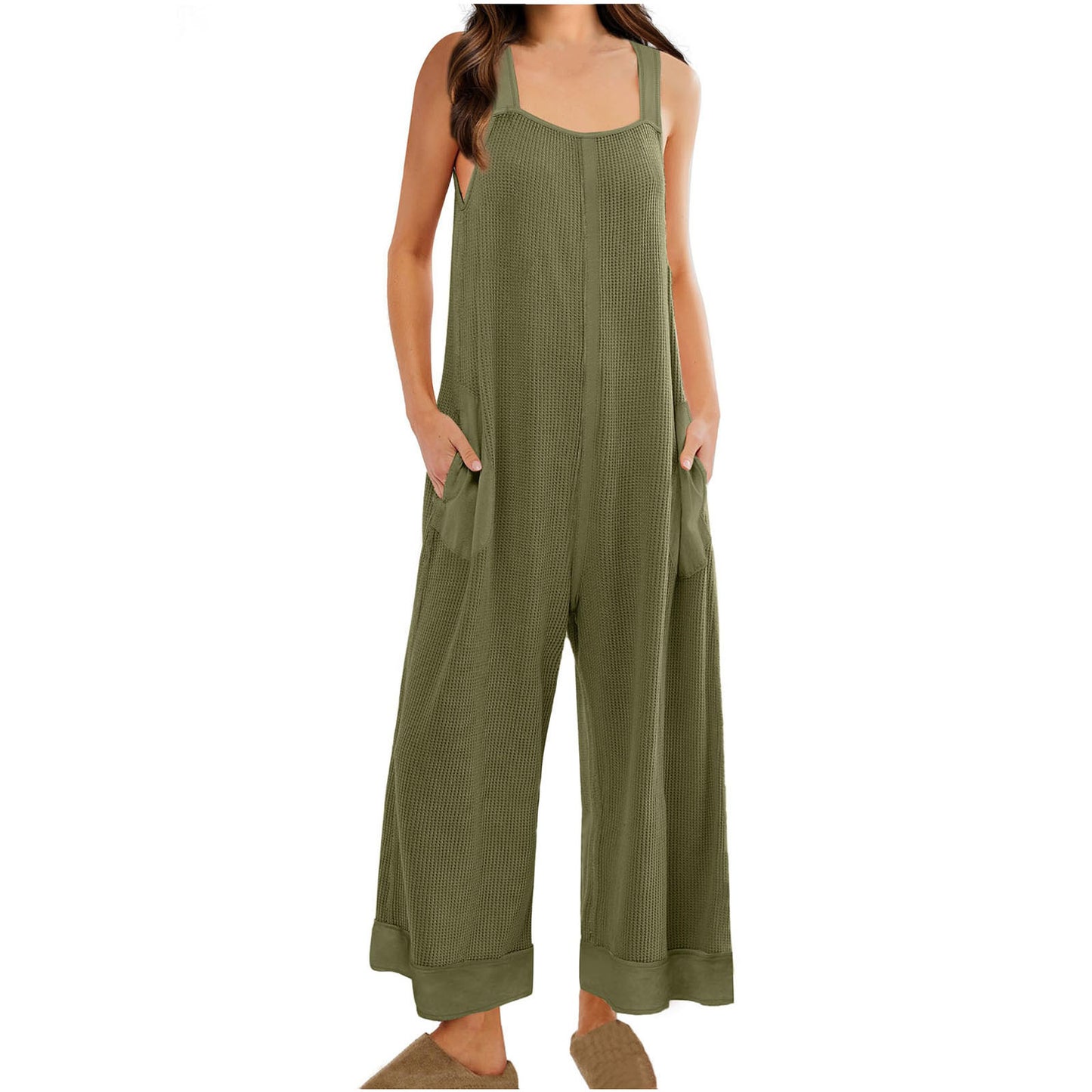 Dame afslappet Jumpsuit med sidelommer og bredt ben Stilla