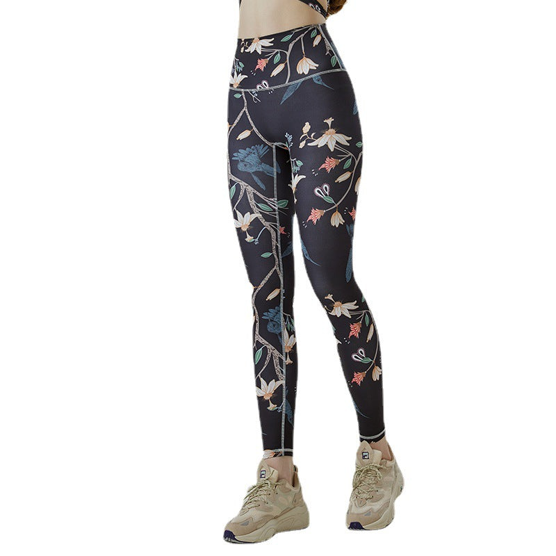 Dame leggings med moderne hamskærmønster og høj talje Stilla