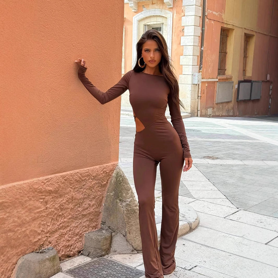 Dame Cut-Out Jumpsuit med lang arm og tætsiddende design Stilla