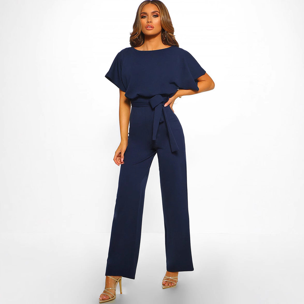 Dame elegant bred ben jumpsuit med bund detalje Stilla