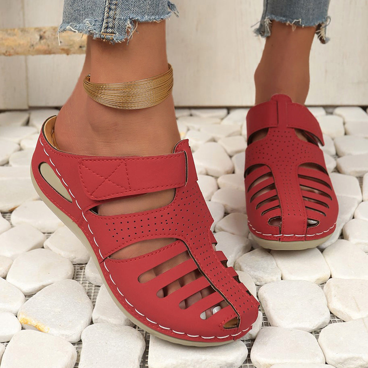 Dame Komfortable Sandaler med åndbare åbninger og justerbar rem Stilla
