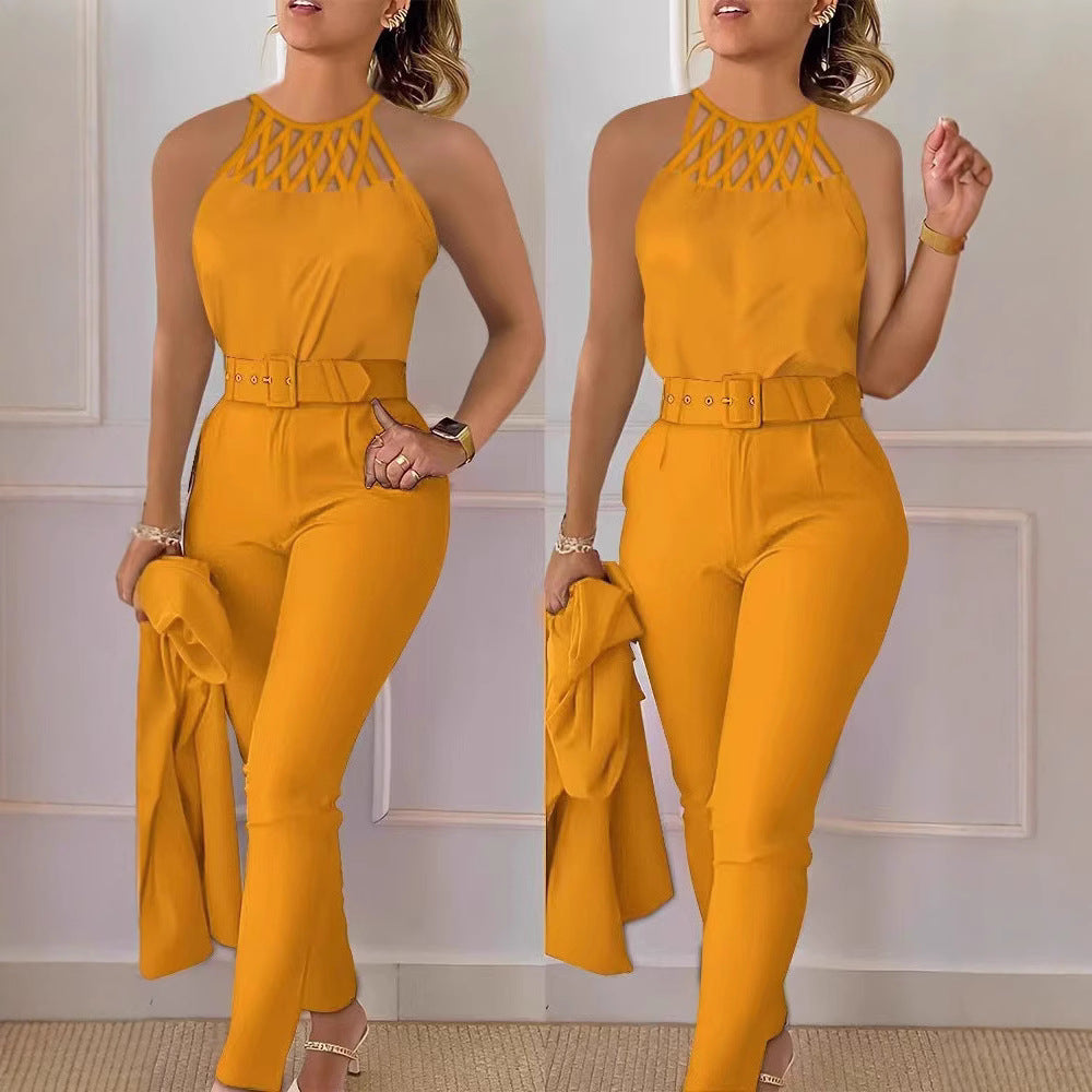 Dame jumpsuit med moderne snit og dekorativ krave Stilla