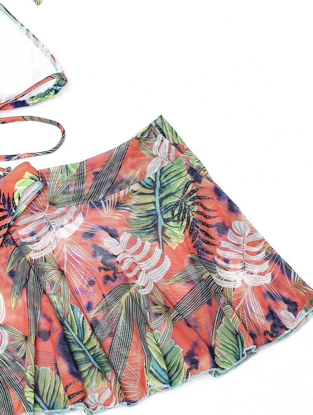 Dame bikini-sæt med bredt skørt og blomstret mønster Stilla