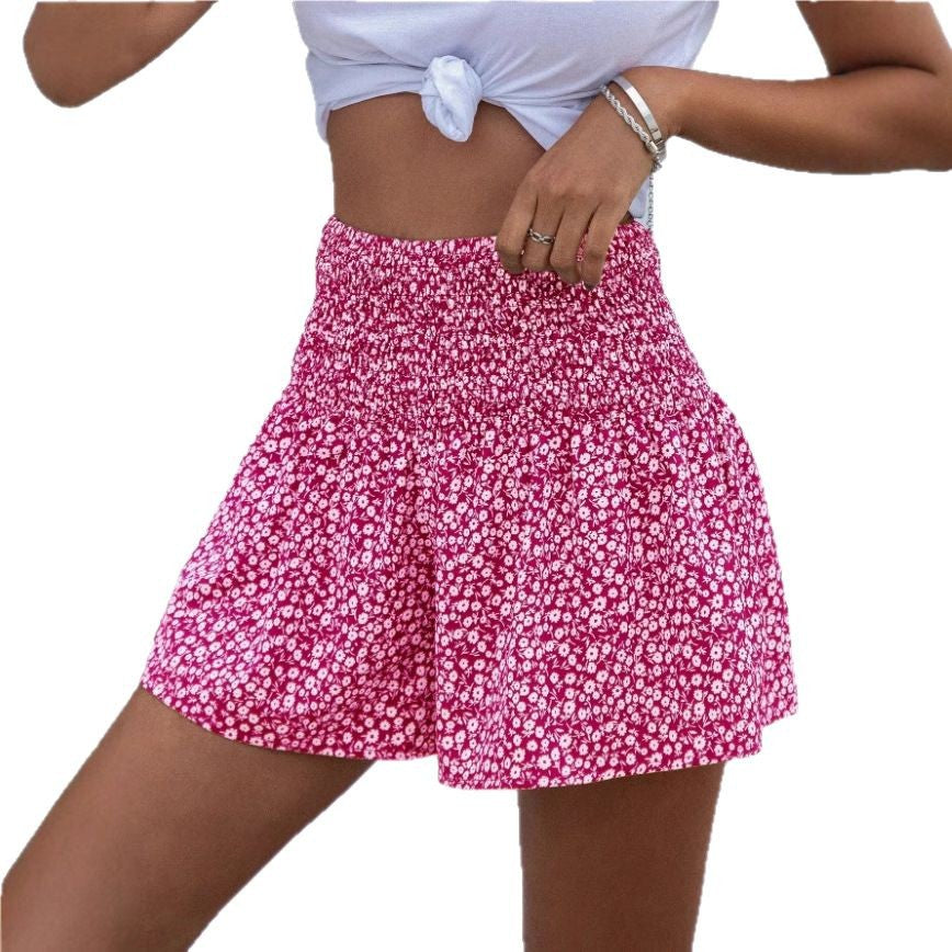Dame shorts med elastisk talje og blomstret design Stilla