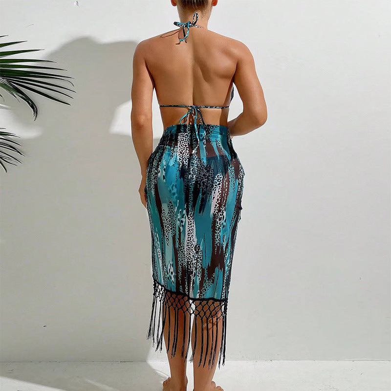Dame bikini sæt med frynset sarong Stilla