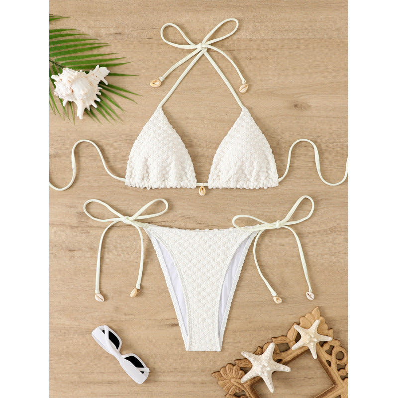 Dame Bikini-sæt med håndcrochetet design og justerbare bindebånd Stilla