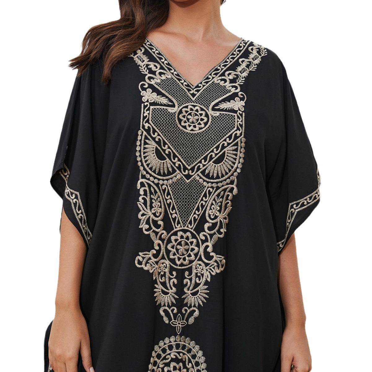Dame Elegant Kaftan kjole med detaljeret broderi Stilla