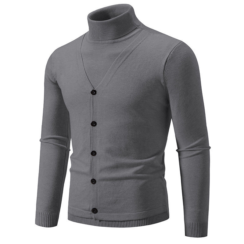 Herrer cardigan med højstående krave og knaplukning Stilla