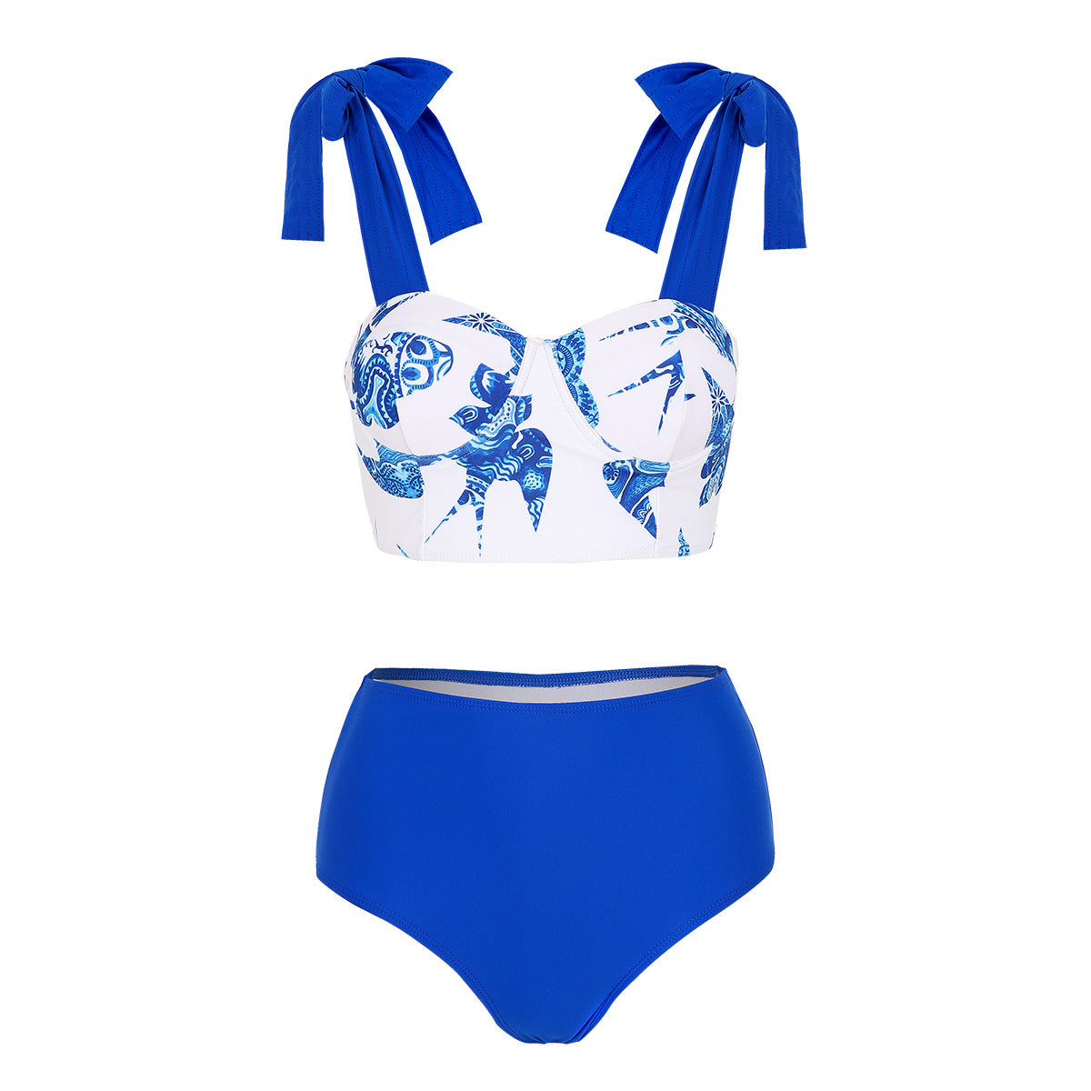 Dame bikini-sæt med kreativ top og højtaljede trusser Stilla