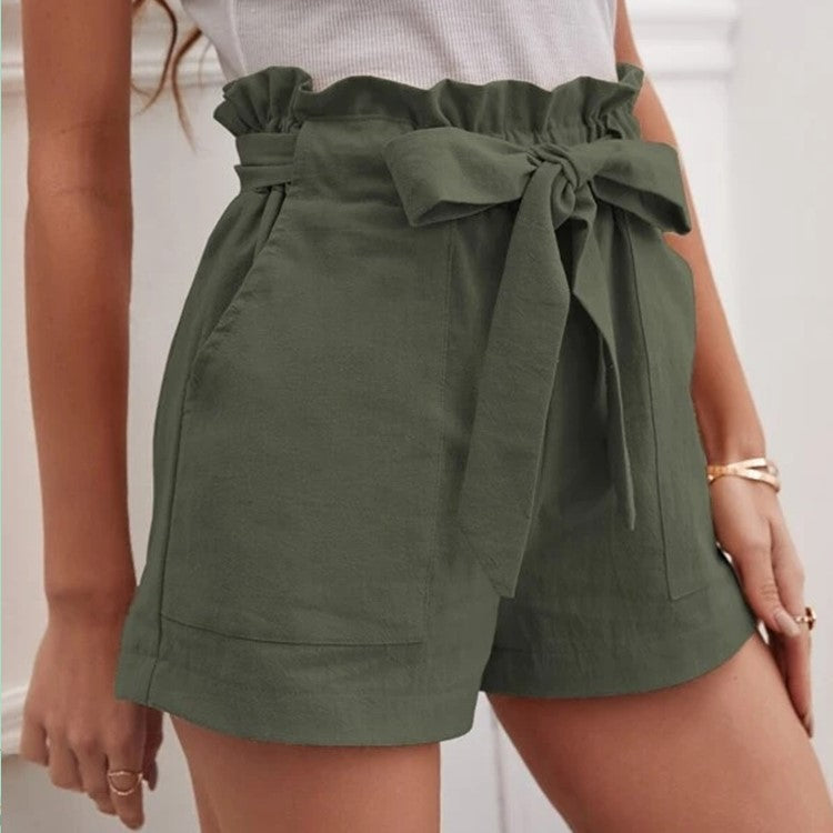 Dame højtaljede shorts med bundet detalje Stilla