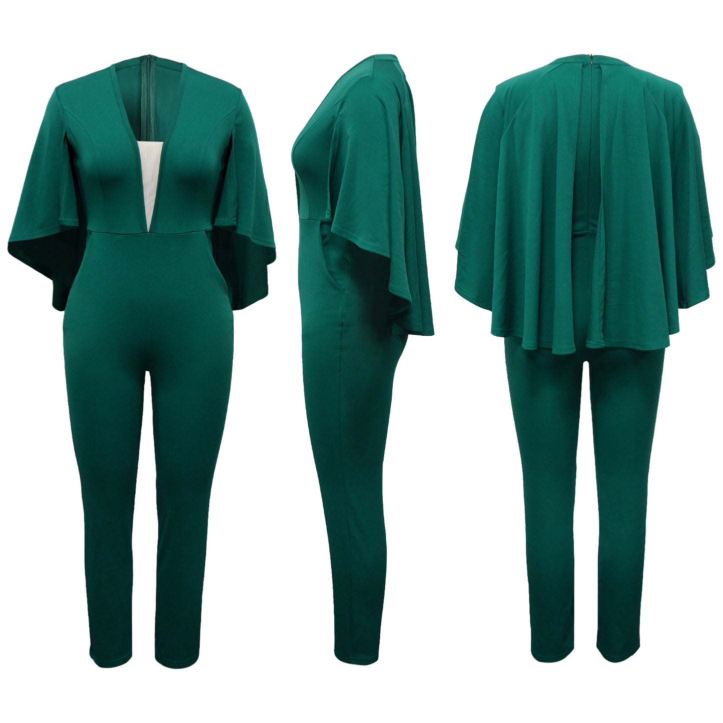 Dame Jumpsuit med elegant Cape-design og taljerende aksenter Stilla
