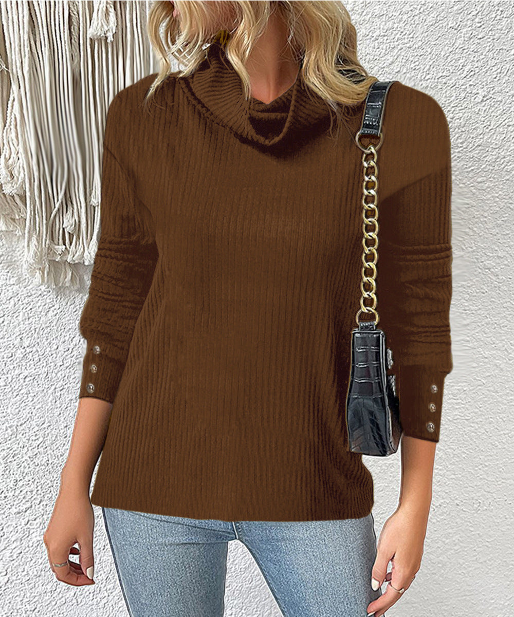 Stilla | Afslappet Langærmet Turtle Neck Solid Bluse Top