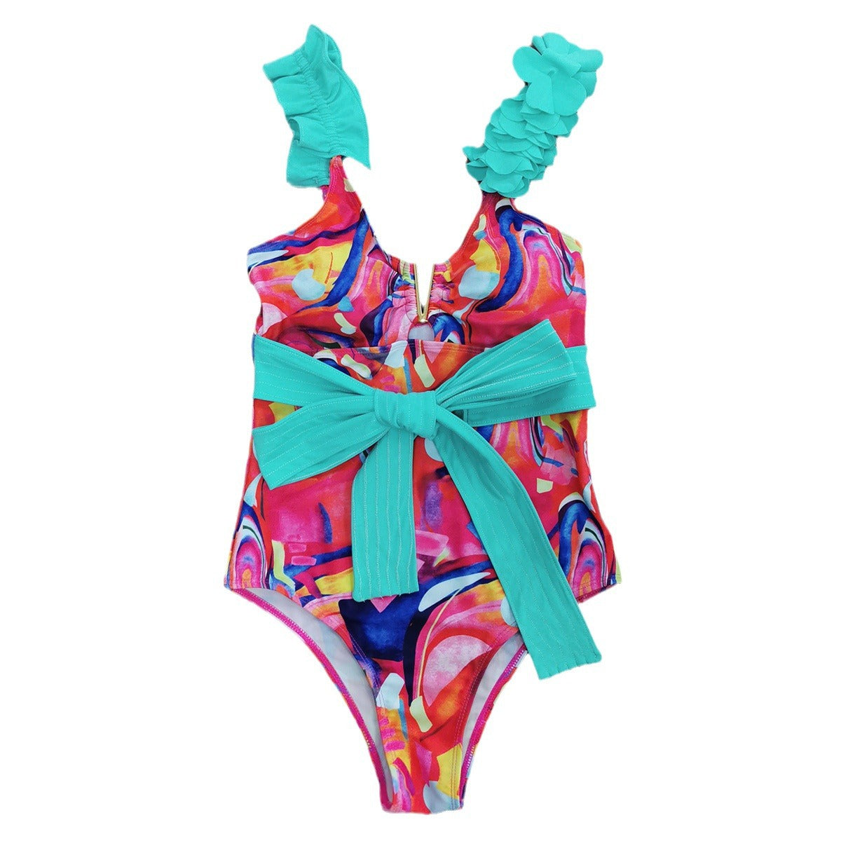 Dame Eintredningsbadedragt med legende blomsterdesign og elegant indpakningsbælte Stilla