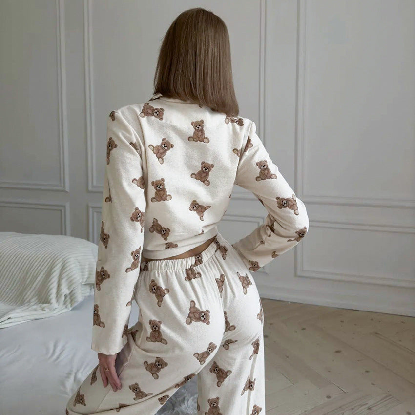 Dame Kramme Pyjama-sæt med knapbluse og lange bukser Stilla
