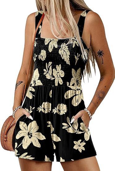 Dame jumpsuit med florale detaljer og praktiske lommer Stilla
