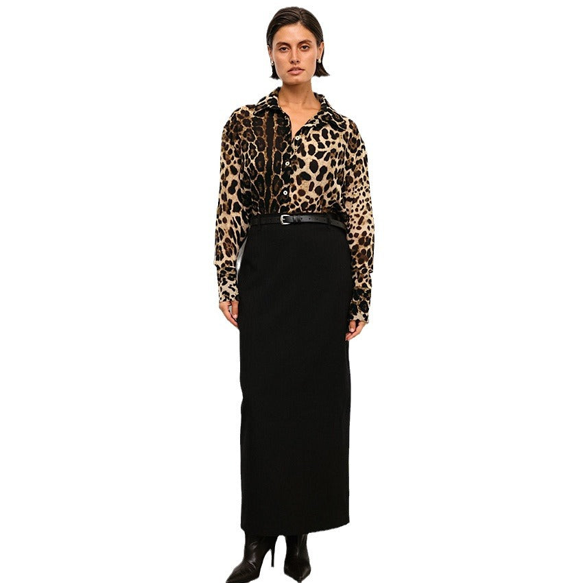 Dame dyreprint bluse med elegante knapper og moderne snit Stilla