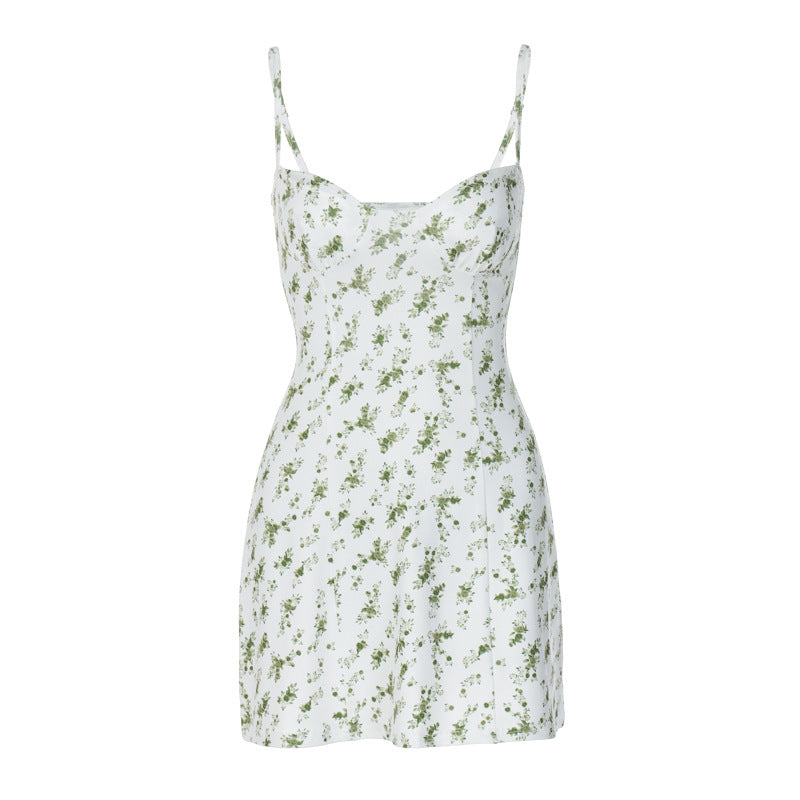 Dame Sommerligt Minikjole med blomsterprint og smalle stropper Stilla