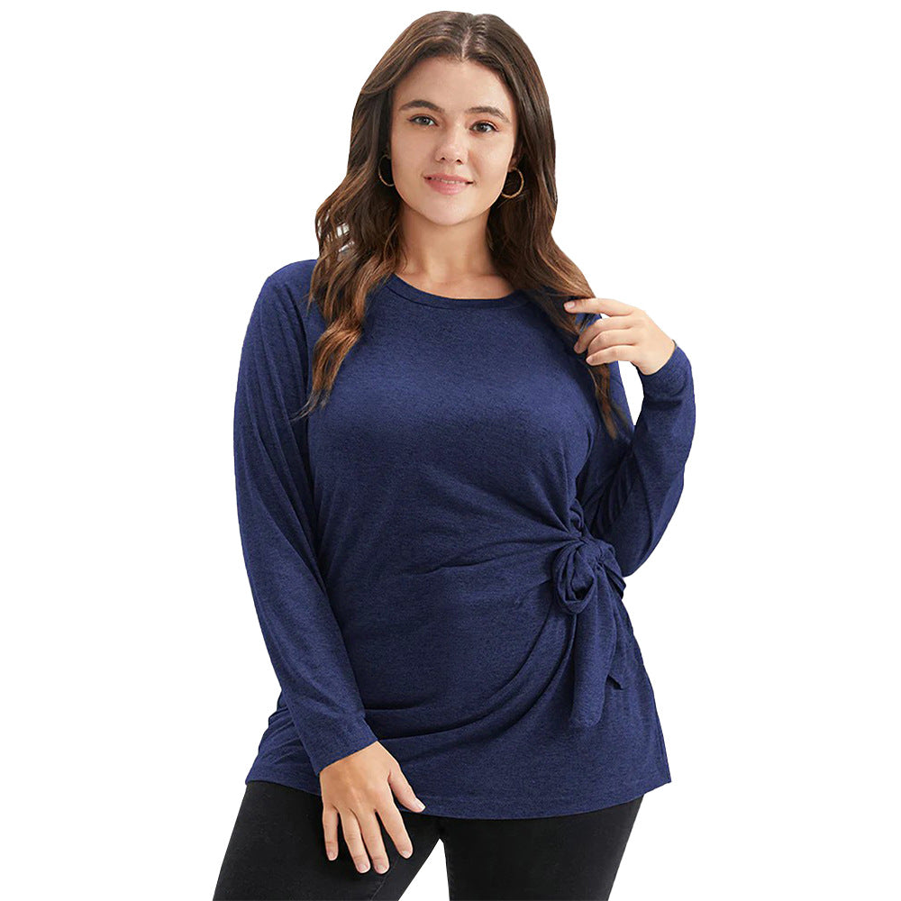 Dame afslappet langærmet skjorte med bindbart detalje Stilla