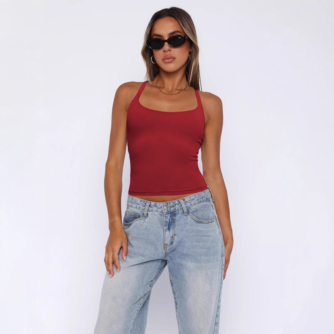Dame tætsiddende Crop-Top med smalle stropper Stilla