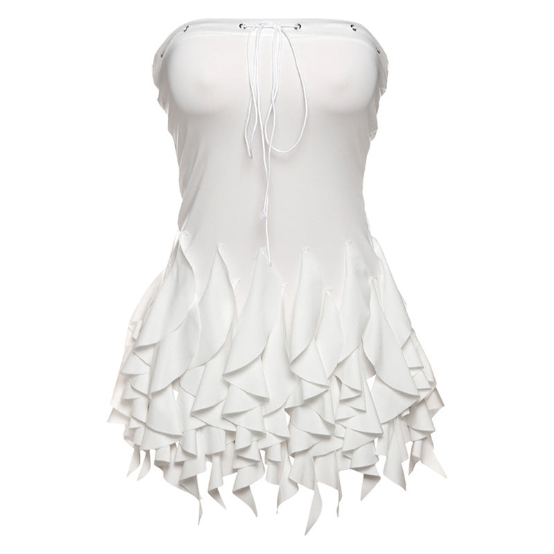 Dame sommerkjole med legende ruffles design og snøring Stilla