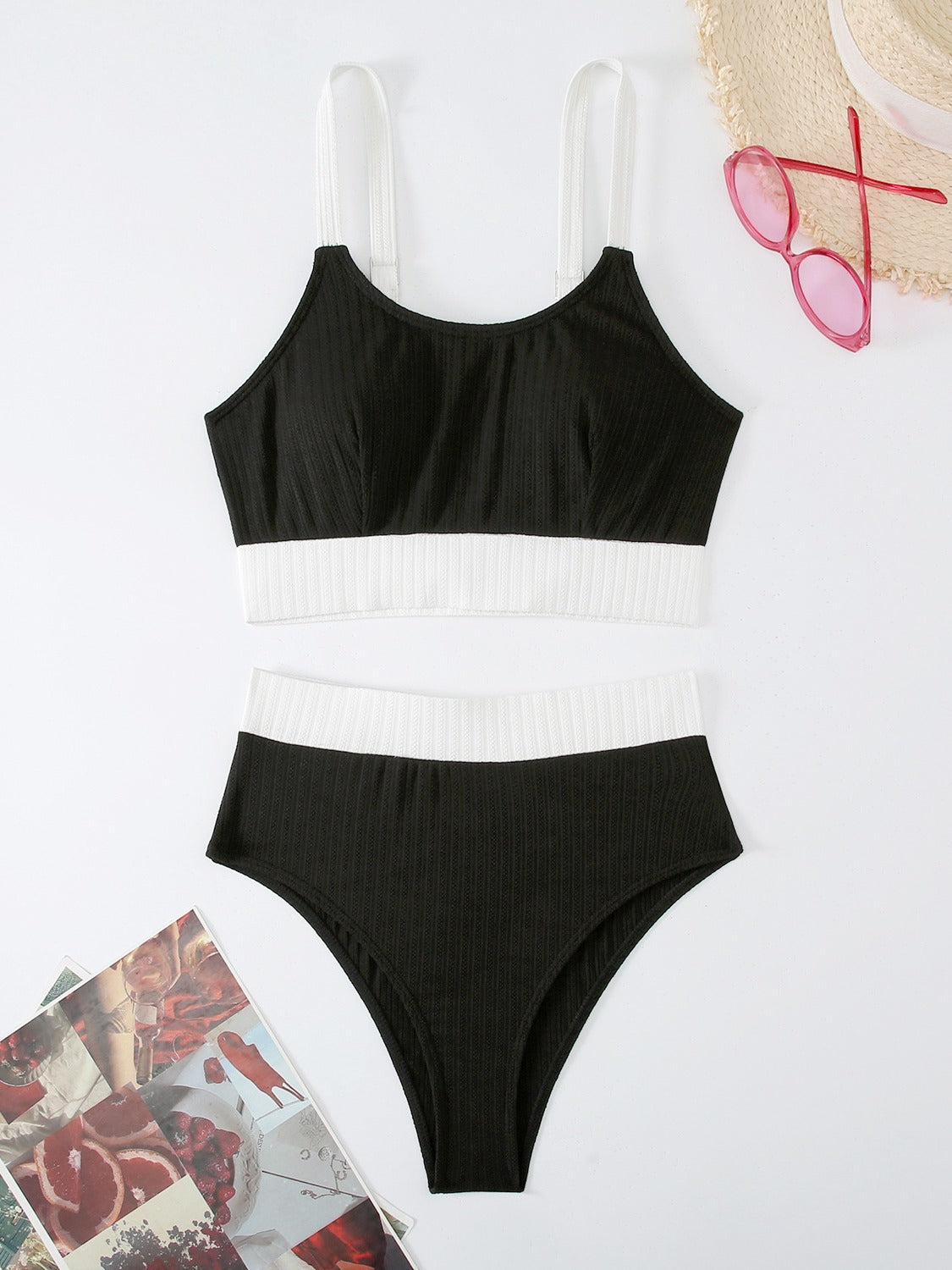 Dame Ribbet Bralette og Høj Talje Underdele Sæt Stilla