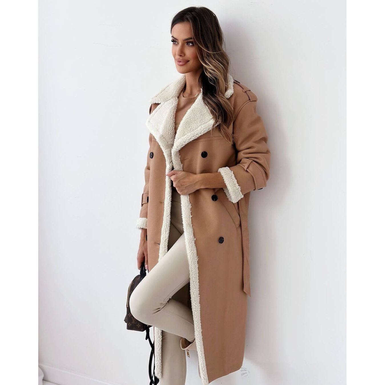 Stilla | Double Wear Lapel Læder Plush Frakke