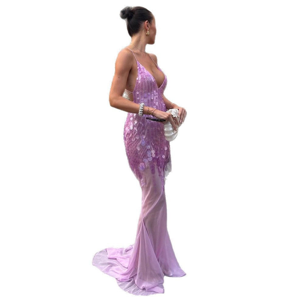 Dame Elegant Chiffon Mini Kjole med transparente accenter Stilla