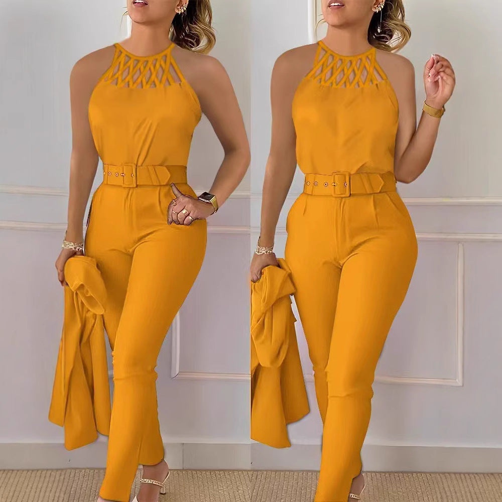 Dame jumpsuit med moderne snit og dekorativ krave Stilla