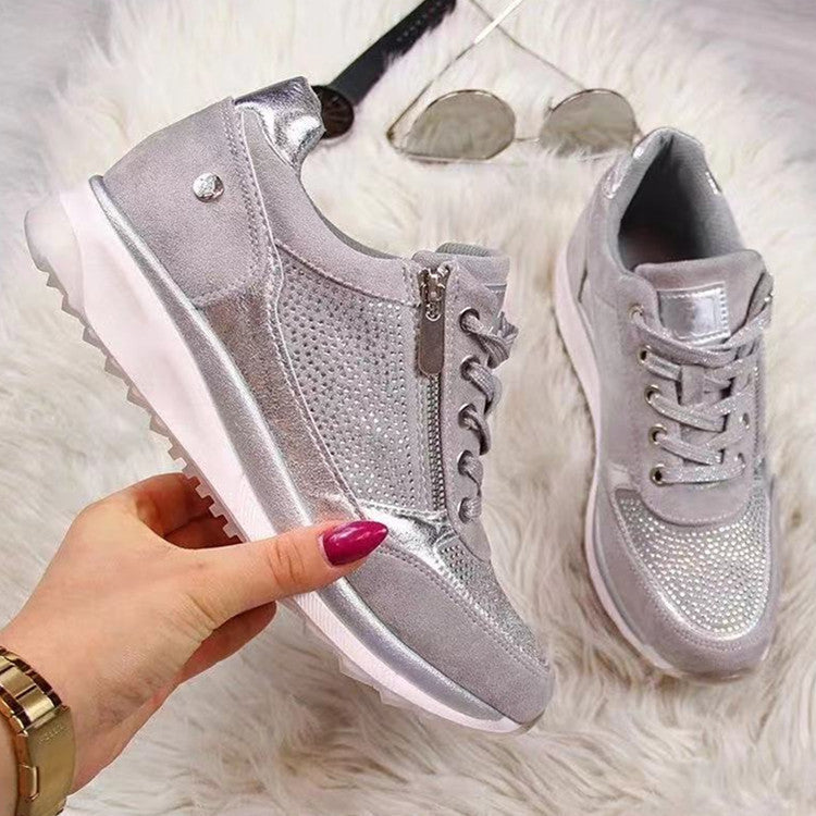 Dame Sporty Sneakers med åndbar netstruktur og sidelukning Stilla
