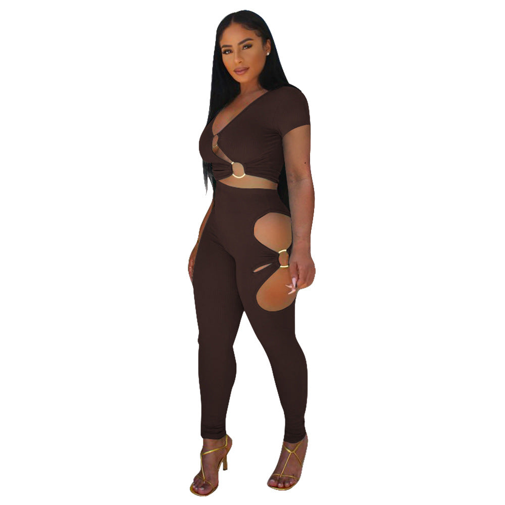 Dame figursyet Cut-Out Jumpsuit med bælteaccenter Stilla