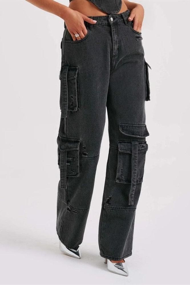 Stilla | Amerikanske Lavtalje Lomme Splicing Jeans