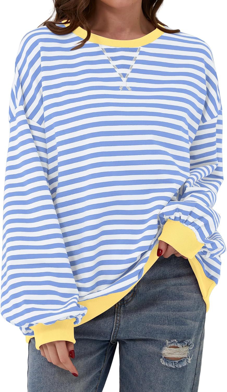 Stilla | Løs Stribet Pullover i Løs Pasform