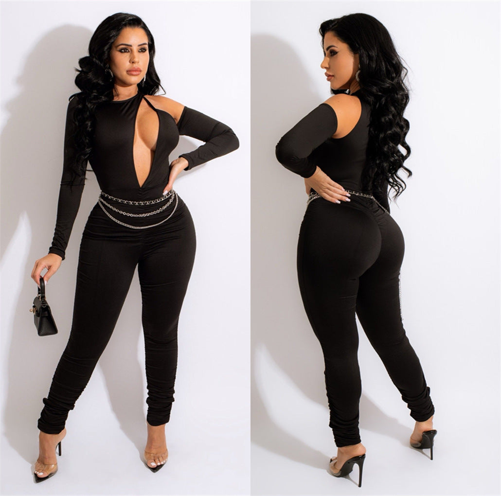 Dame Elegant Jumpsuit med iøjnefaldende Cut-Out-detaljer og luksuriøs bælte Stilla