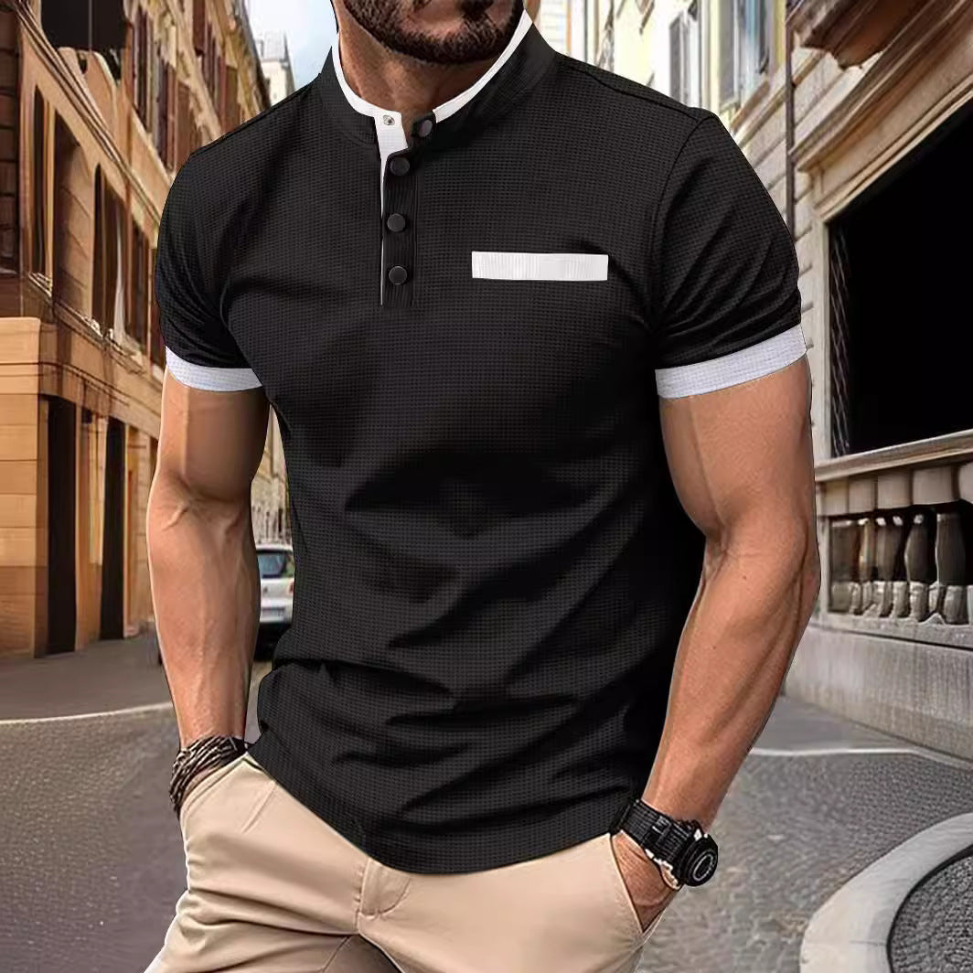 Herren Kortærmet Poloshirt med moderne krave og struktureret design Stilla